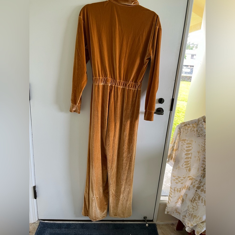 Fabletics Orange Velvet Jumpsuit - Picture 3 of 10